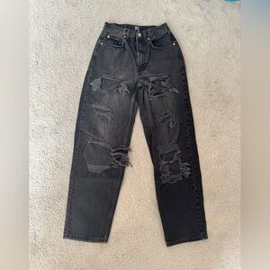 BDG Black Distressed Wide-Leg Jeans
